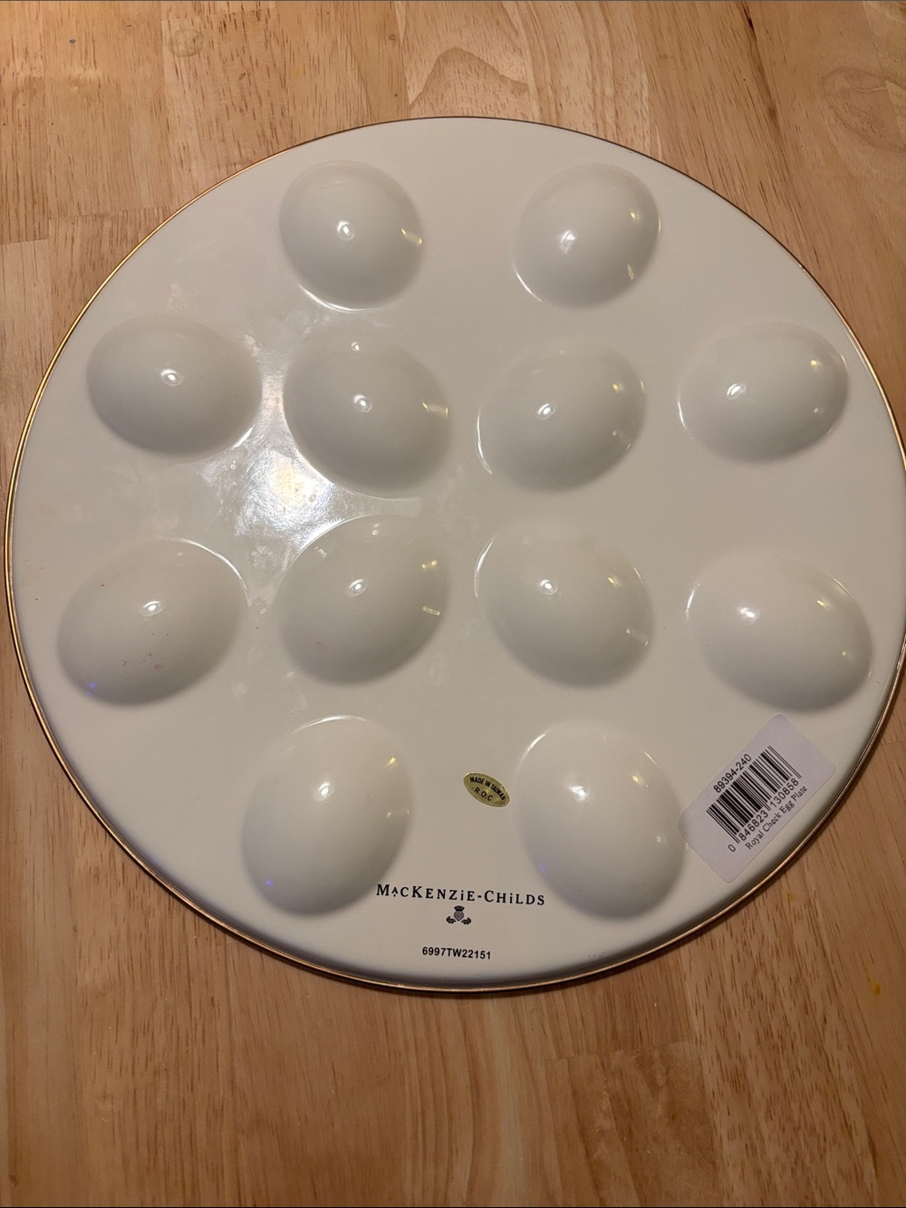 MacKenzie-Childs Royal Check  enamel Deviled egg plate. - Picture 2 of 5